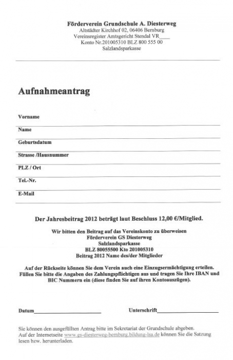 Aufnahmeantrag