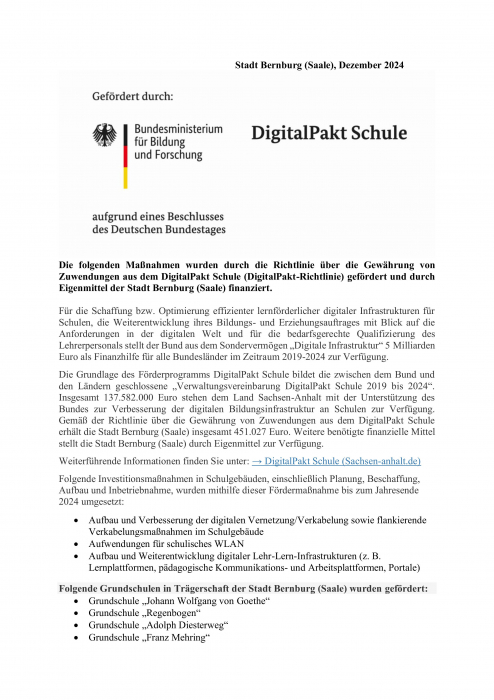 Auflage Informationspflicht Digitalpakt
